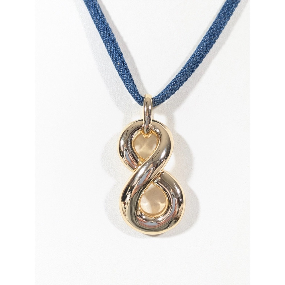HSN Roberto by RFM Infinity Necklace Goldβ Tone Blue Cord 20 in Elegant